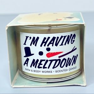Bath & Body Works Vanilla Snowman Mini Candle “I'm Having a Meltdown” 1.3 oz